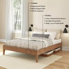 Cadre de lit double Now Furniture, lit plateforme en bois