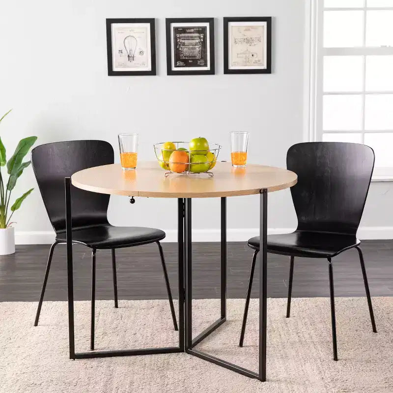 Table à manger ronde pliante Ladston - Beige - SEI