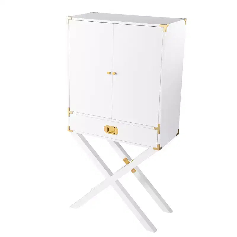 Meuble-bar haut de campagne avec rangement - Blanc - SEI