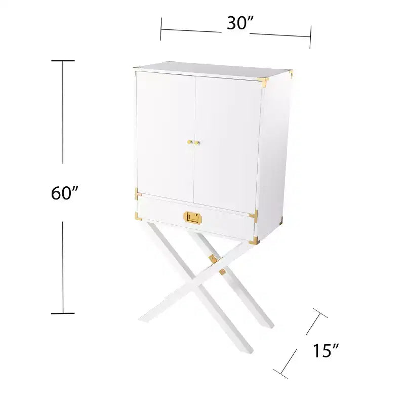 Meuble-bar haut de campagne avec rangement - Blanc - SEI
