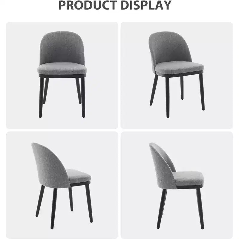 Lot de 2 chaises de salle à manger, chaises de cuisine rembourrées avec dossier incurvé, chaises de salle à manger sans accoudoirs
