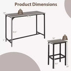 Costway Ensemble table de bar 3 pièces avec repose-pieds Table rectangulaire de hauteur comptoir et chaises Marron/Gris/Noir