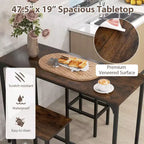 Costway Ensemble table de bar 3 pièces avec repose-pieds Table rectangulaire de hauteur comptoir et chaises Marron/Gris/Noir
