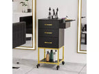 Chariot de rangement roulant en bois noir Karl Home avec roues et 3 tiroirs