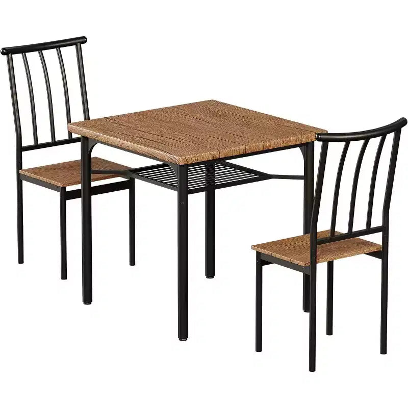 Ensemble table à manger de cuisine moderne carrée 2 pièces pour 2 personnes avec design compact, MDF et acier inoxydable