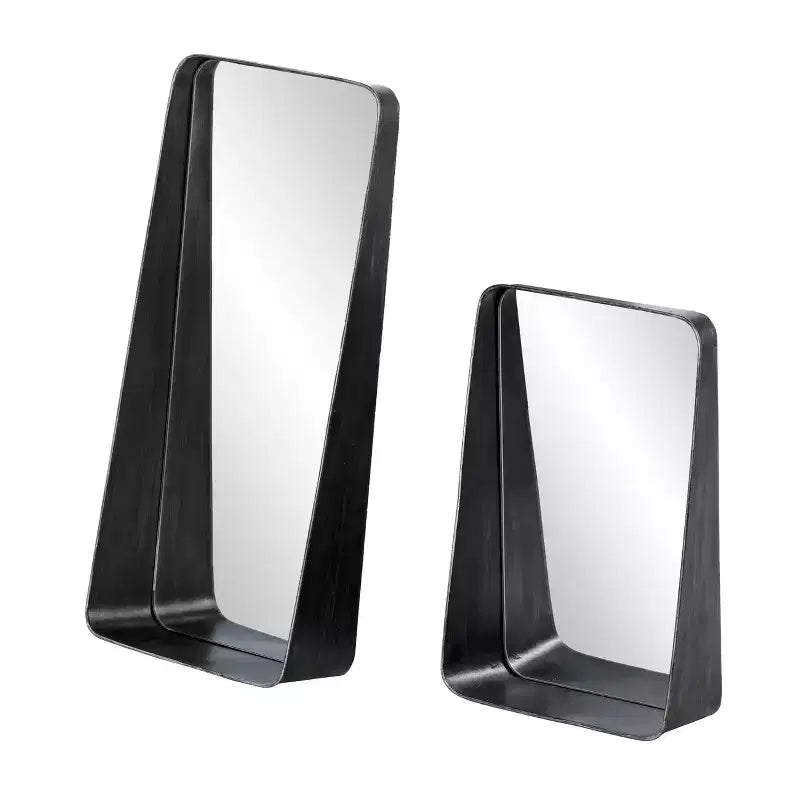 Miroirs décoratifs Amboros avec étagères-Ensemble de 2 pièces - Noir - SEI