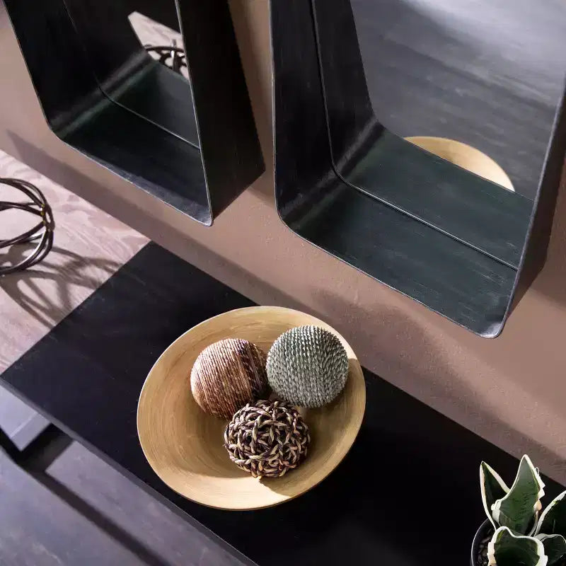 Miroirs décoratifs Amboros avec étagères-Ensemble de 2 pièces - Noir - SEI