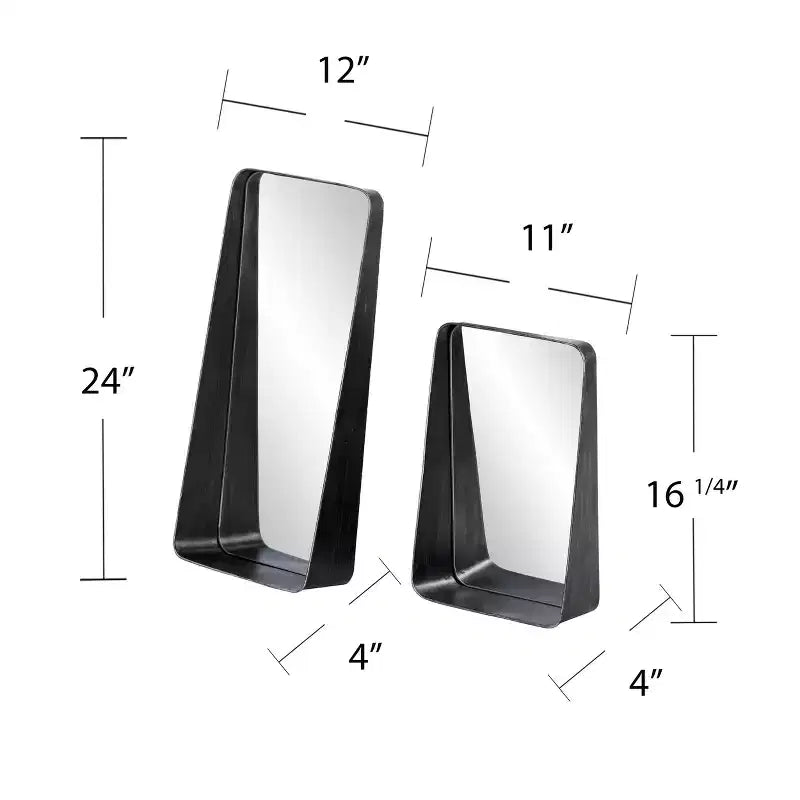 Miroirs décoratifs Amboros avec étagères-Ensemble de 2 pièces - Noir - SEI