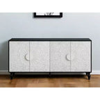 HomeRoots, buffet floral sculpté, vieilli, noir et blanc, 68 po, avec quatre portes