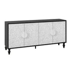 HomeRoots, buffet floral sculpté, vieilli, noir et blanc, 68 po, avec quatre portes