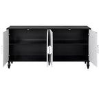 HomeRoots, buffet floral sculpté, vieilli, noir et blanc, 68 po, avec quatre portes