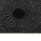 HomeRoots Buffet à fleurs sculpté vieilli naturel et noir avec quatre portes, 172 cm