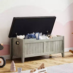 TROPOW Coffre de rangement, Banc de rangement avec coussin d'assise, 2 charnières de sécurité, Banc à chaussures, Organisateur de rangement en bois, Montage facile