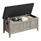 TROPOW Coffre de rangement, Banc de rangement avec coussin d'assise, 2 charnières de sécurité, Banc à chaussures, Organisateur de rangement en bois, Montage facile