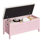 TROPOW Coffre de rangement, Banc de rangement avec coussin d'assise, 2 charnières de sécurité, Banc à chaussures, Organisateur de rangement en bois, Montage facile