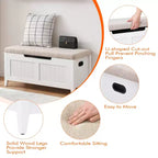 TROPOW Coffre de rangement, Banc de rangement avec coussin d'assise, 2 charnières de sécurité, Banc à chaussures, Organisateur de rangement en bois, Montage facile