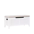TROPOW Coffre de rangement, Banc de rangement avec coussin d'assise, 2 charnières de sécurité, Banc à chaussures, Organisateur de rangement en bois, Montage facile