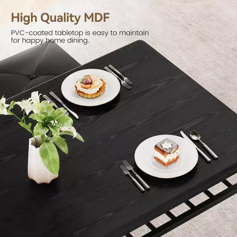 Ensemble table de salle à manger 4 places, table de cuisine en métal avec banc rembourré et 2 tabourets carrés, ensemble dînette 4 pièces avec étagères de rangement
