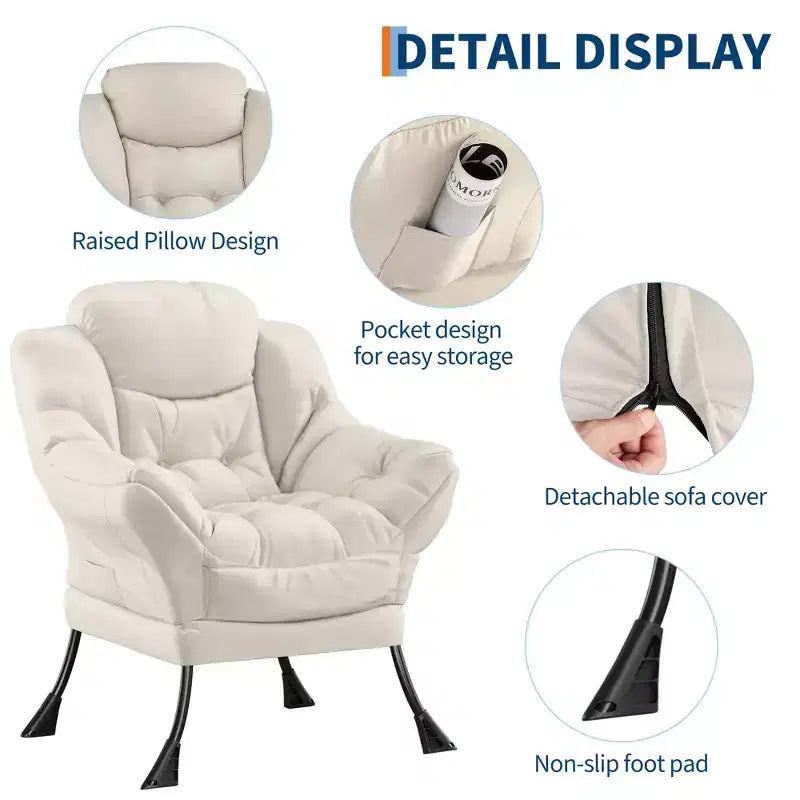 Fauteuil inclinable avec Ottomane, Fauteuil Inclinable Confortable et Moderne avec Poche Latérale, Repose-pieds Pliant