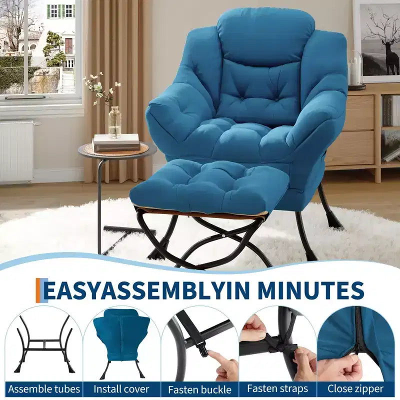 Fauteuil inclinable avec Ottomane, Fauteuil Inclinable Confortable et Moderne avec Poche Latérale, Repose-pieds Pliant