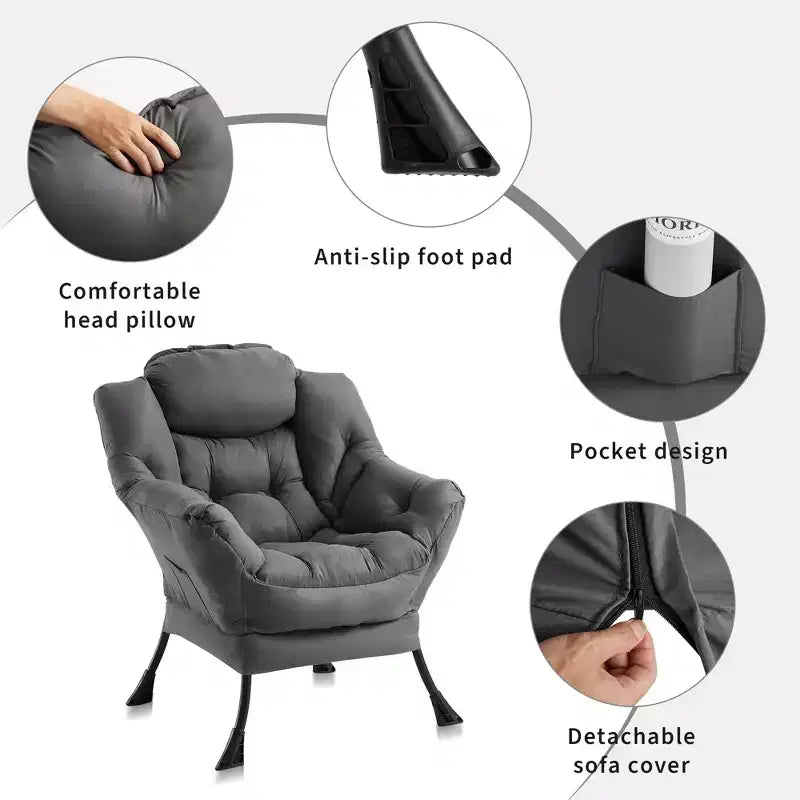 Fauteuil inclinable avec Ottomane, Fauteuil Inclinable Confortable et Moderne avec Poche Latérale, Repose-pieds Pliant