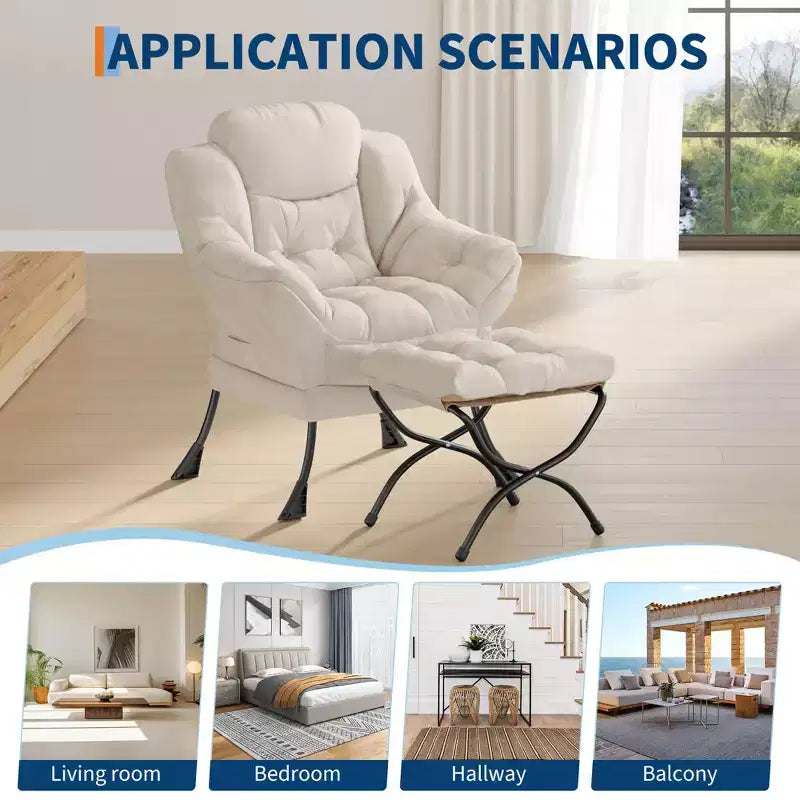 Fauteuil inclinable avec Ottomane, Fauteuil Inclinable Confortable et Moderne avec Poche Latérale, Repose-pieds Pliant