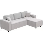 Canapé d'angle HOMCOM avec méridienne réversible, canapé d'angle en forme de L avec tissu en velours côtelé, ressorts ensachés, 2 oreillers