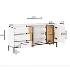 63 pouces, buffet en bois avec portes en verre et tiroirs, meuble TV moderne, meuble de rangement pour cuisine et salon