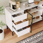 63 pouces, buffet en bois avec portes en verre et tiroirs, meuble TV moderne, meuble de rangement pour cuisine et salon
