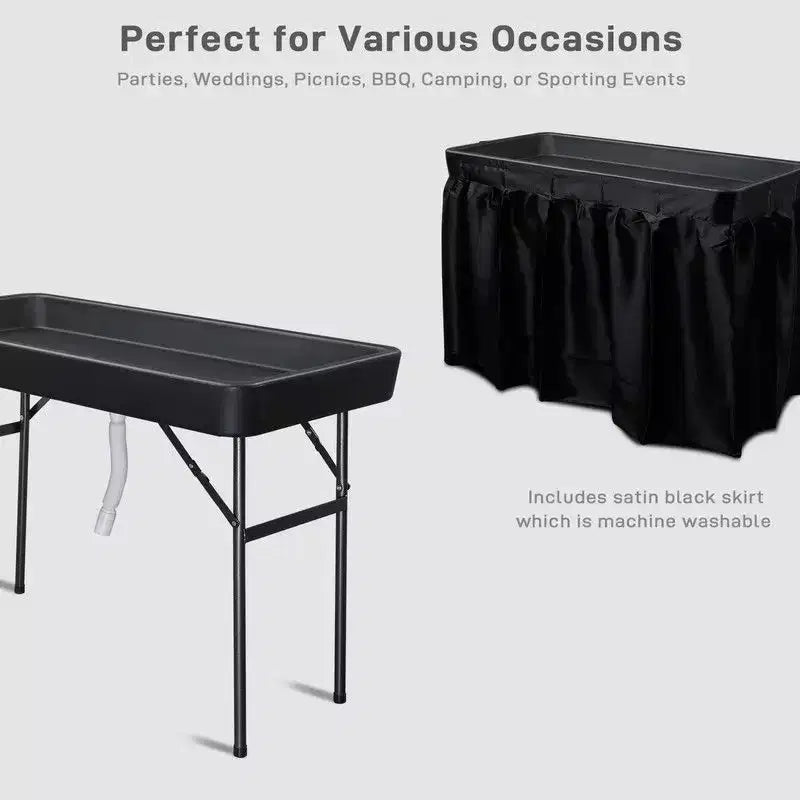 Table glacière pliante portable Karl Home Party de 4 pi avec jupe assortie amovible et tuyau de vidange