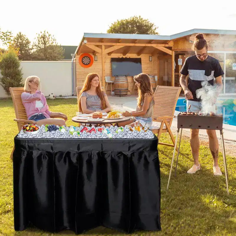 Table glacière pliante portable Karl Home Party de 4 pi avec jupe assortie amovible et tuyau de vidange