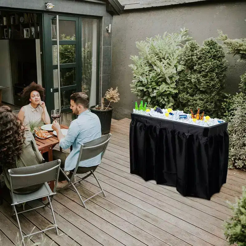 Table glacière pliante portable Karl Home Party de 4 pi avec jupe assortie amovible et tuyau de vidange