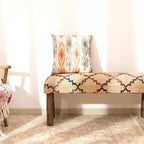 Banc rembourré GDFStudio Martina Modern 45 en bois massif et tissu de jute