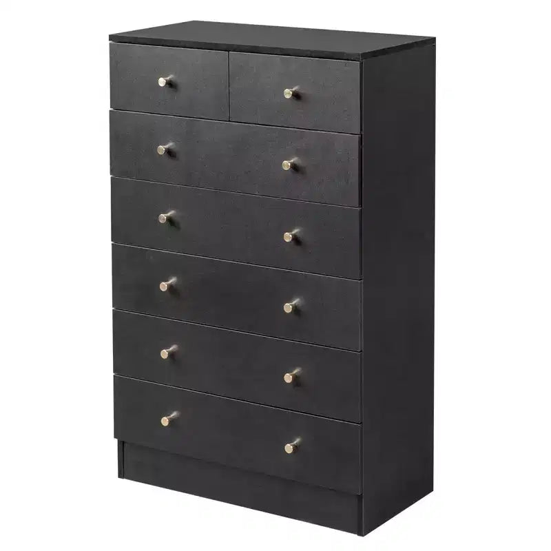 Karl Home Commode à 7 tiroirs en panneaux de particules noirs de 66 cm (25,98 po) de large
