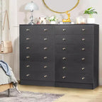 Karl Home Commode à 7 tiroirs en panneaux de particules noirs de 66 cm (25,98 po) de large