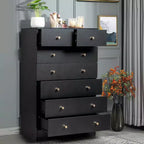 Karl Home Commode à 7 tiroirs en panneaux de particules noirs de 66 cm (25,98 po) de large