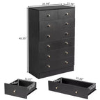 Karl Home Commode à 7 tiroirs en panneaux de particules noirs de 66 cm (25,98 po) de large