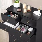 Karl Home Commode à 7 tiroirs en panneaux de particules noirs de 66 cm (25,98 po) de large