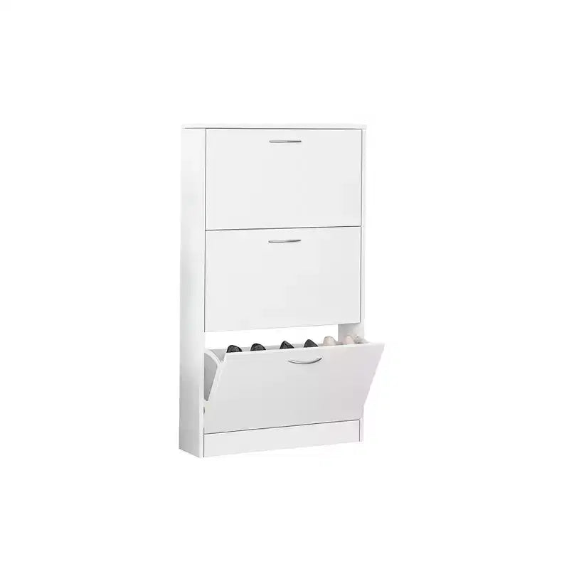 Meuble à chaussures Karl Home 3 tiroirs basculants en panneaux de particules blancs 58 cm L