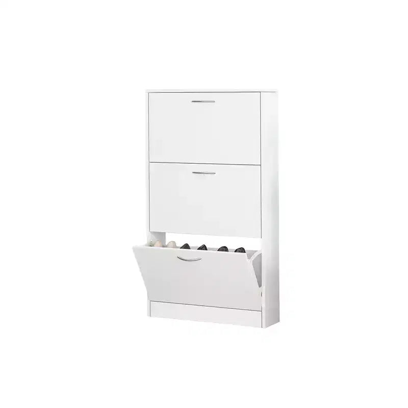 Meuble à chaussures Karl Home 3 tiroirs basculants en panneaux de particules blancs 58 cm L