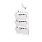 Meuble à chaussures Karl Home 3 tiroirs basculants en panneaux de particules blancs 58 cm L