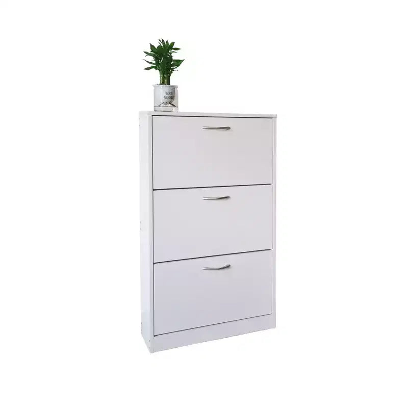 Meuble à chaussures Karl Home 3 tiroirs basculants en panneaux de particules blancs 58 cm L