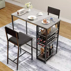 Ensemble de salle à manger hauteur comptoir pour 2 avec étagères de rangement Table de bistrot et chaises rembourrées, ensemble de cuisine peu encombrant pour appartements