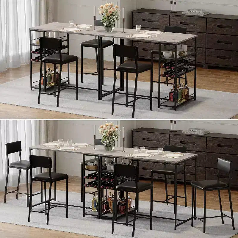 Ensemble de salle à manger hauteur comptoir pour 2 avec étagères de rangement Table de bistrot et chaises rembourrées, ensemble de cuisine peu encombrant pour appartements