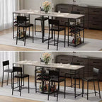 Ensemble de salle à manger hauteur comptoir pour 2 avec étagères de rangement Table de bistrot et chaises rembourrées, ensemble de cuisine peu encombrant pour appartements