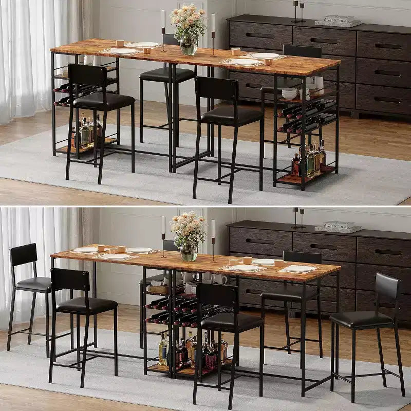 Ensemble de salle à manger hauteur comptoir pour 2 avec étagères de rangement Table de bistrot et chaises rembourrées, ensemble de cuisine peu encombrant pour appartements