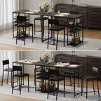 Ensemble de salle à manger hauteur comptoir pour 2 avec étagères de rangement Table de bistrot et chaises rembourrées, ensemble de cuisine peu encombrant pour appartements