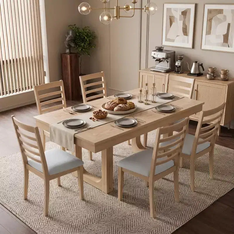 Ensemble table à manger extensible 7 pièces Merax avec 6 chaises à assise rembourrée