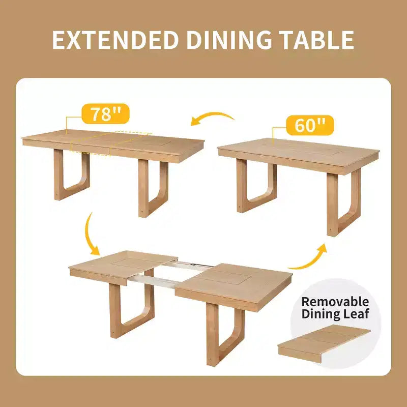 Ensemble table à manger extensible 7 pièces Merax avec 6 chaises à assise rembourrée