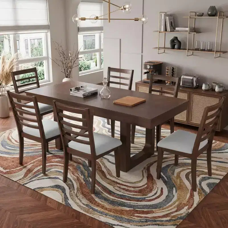 Ensemble table à manger extensible 7 pièces Merax avec 6 chaises à assise rembourrée